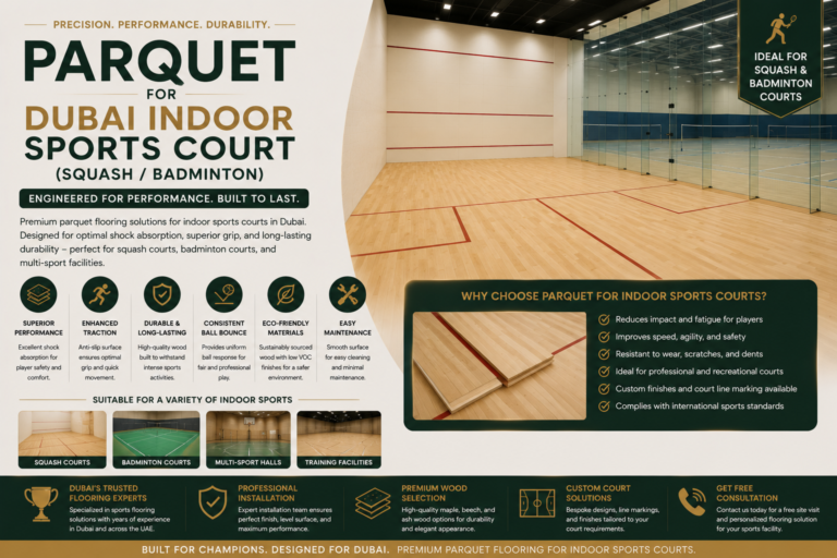 Read more about the article Parquet for Dubai Indoor Sports Court (Squash/Badminton)